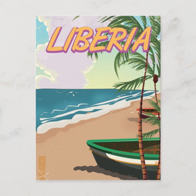 Liberia retro semestervecka reseskildring affisch helg vykort (Framsida)