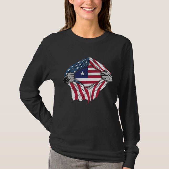 Liberian Blood Inside Me  Liberia Flag T Shirt (Framsida)