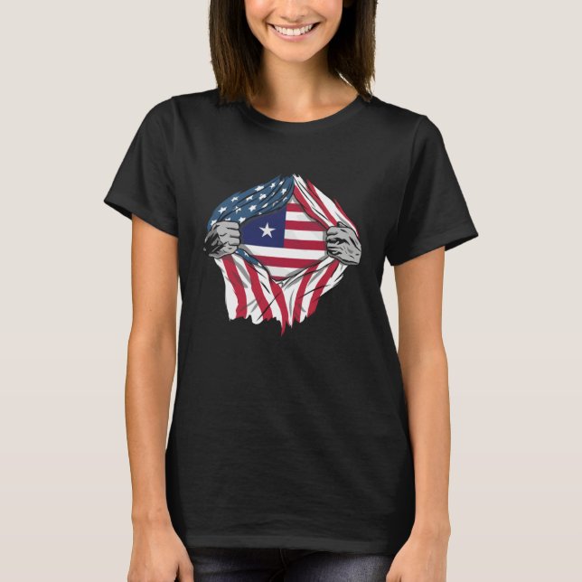 Liberian Blood Inside Me  Liberia Flag T Shirt (Framsida)