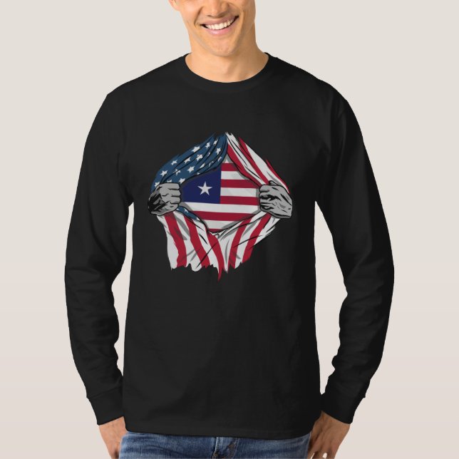 Liberian Blood Inside Me  Liberia Flag T Shirt (Framsida)