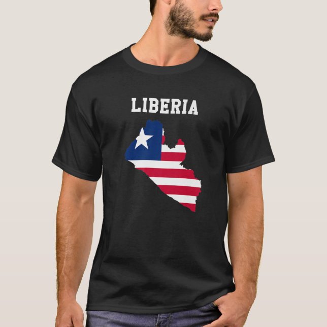 Liberias Flagga Inside Karta i Liberia T Shirt (Framsida)