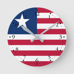 Liberias flagga rund klocka