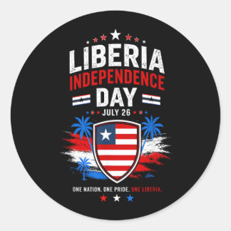 Liberias självständighetsdag 26 juli Liberia Flagg Runt Klistermärke