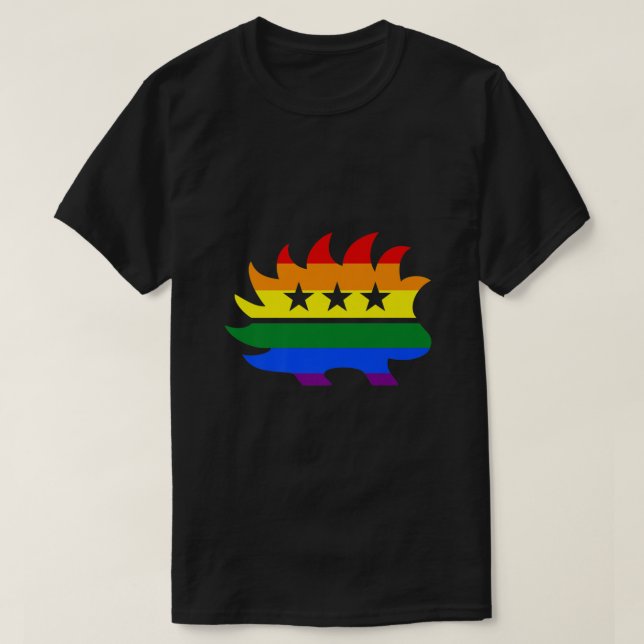 Libertarian Party Porcupine Logotyp Rainbow LGBT G T Shirt (Design framsida)