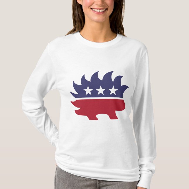 Libertarian Party Porcupine Symbol T Shirt (Framsida)