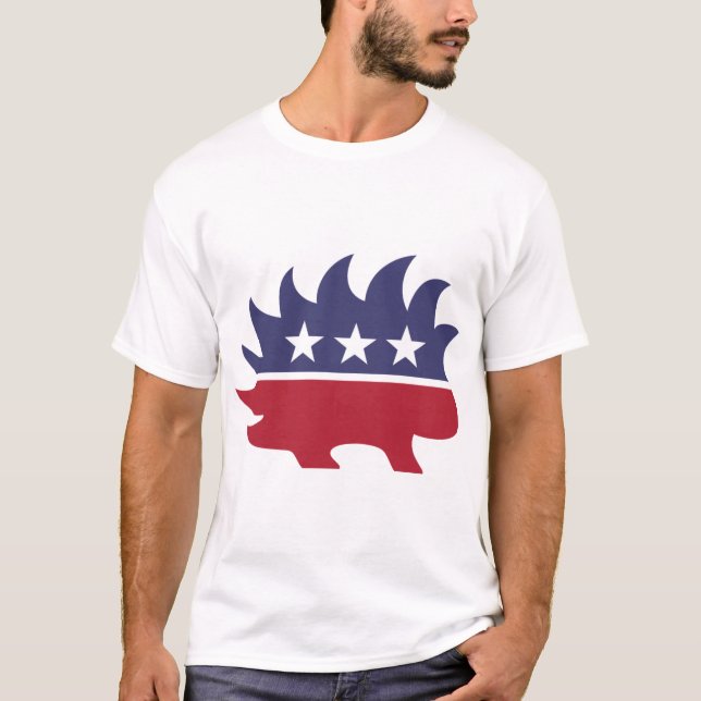 Libertarian Party Porcupine Symbol T Shirt (Framsida)