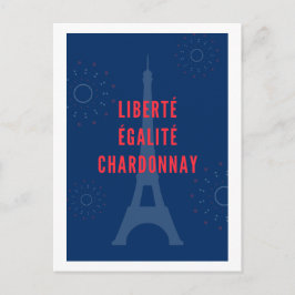 Liberté Égalité Chardonnay Funny Eiffel Torn Vin Helg Vykort
