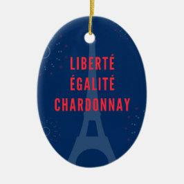 Liberté Égalité Chardonnay Funny Eiffel Torn Vin Julgransprydnad Keramik