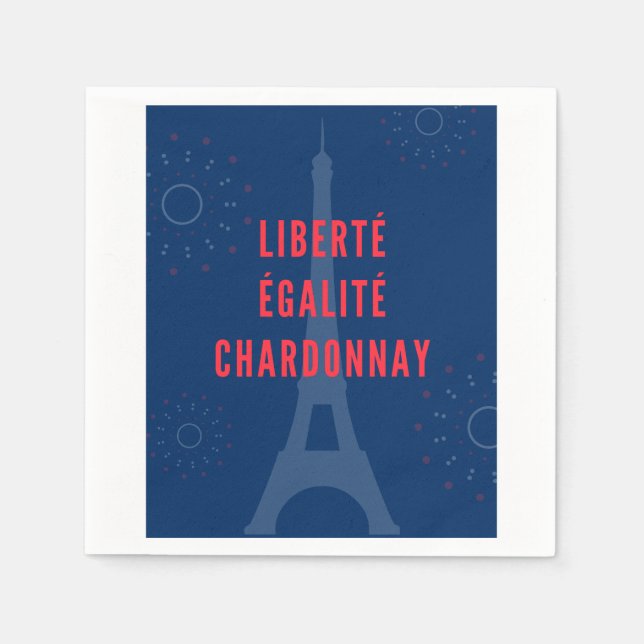 Liberté Égalité Chardonnay Funny Eiffel Torn Vin Pappersservett (Framsidan)