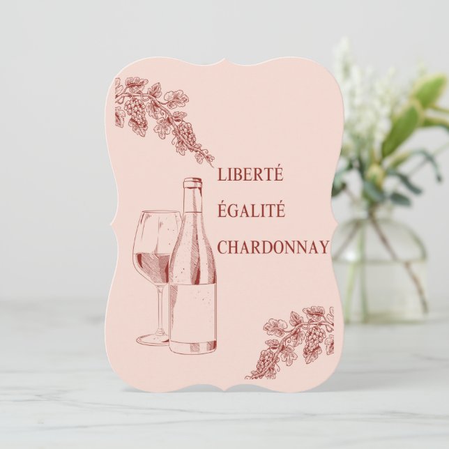Liberté Égalité Chardonnay Funny Vin Illustration (Stående Fram)