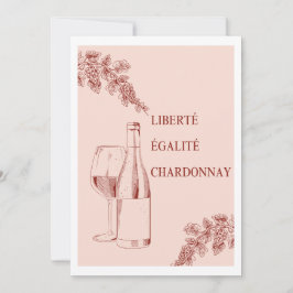 Liberté Égalité Chardonnay Funny Vin Illustration Inbjudningar