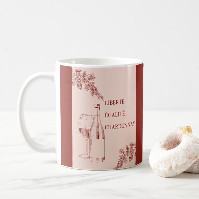 Liberté Égalité Chardonnay Funny Vin Illustration Kaffemugg (Med munk)