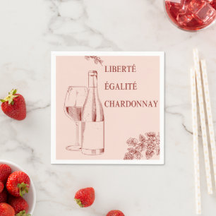 Liberté Égalité Chardonnay Funny Vin Illustration Pappersservett