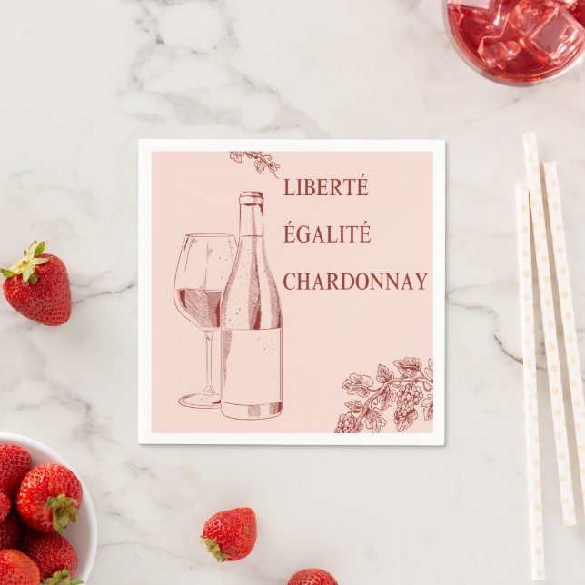 Liberté Égalité Chardonnay Funny Vin Illustration Pappersservett (Insitu)