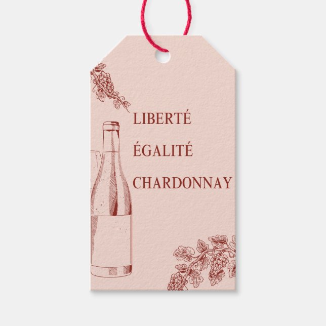 Liberté Égalité Chardonnay Funny Vin Illustration Presentetikett (Framsidan)