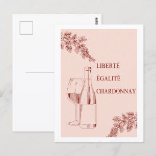 Liberté Égalité Chardonnay Funny Vin Illustration Vykort