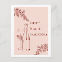 Liberté Égalité Chardonnay Funny Vin Illustration Vykort