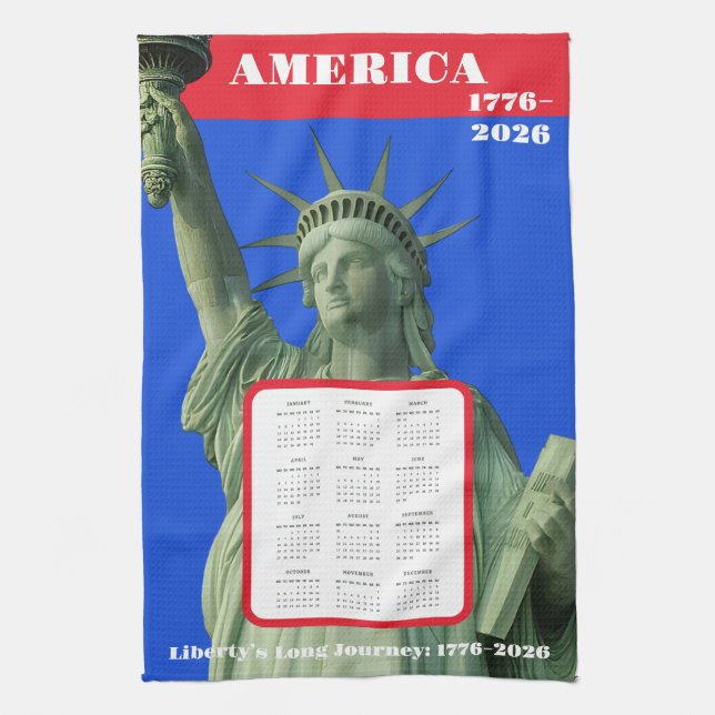 Liberty 1776-2026 USA-årsdag Kalender Kökshandduk (Vertikal)