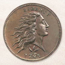 Liberty 1793 U.S. Penny Round Papper Underlägg