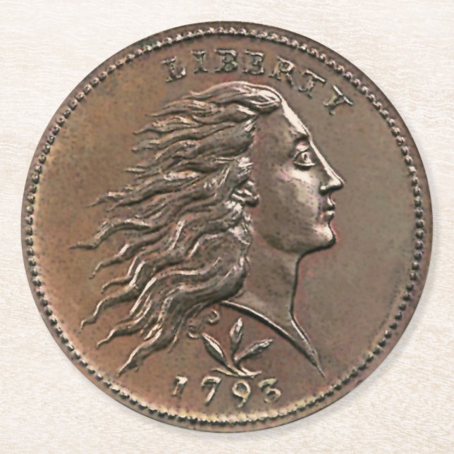 Liberty 1793 U.S. Penny Round Papper Underlägg Rund (Framsidan)