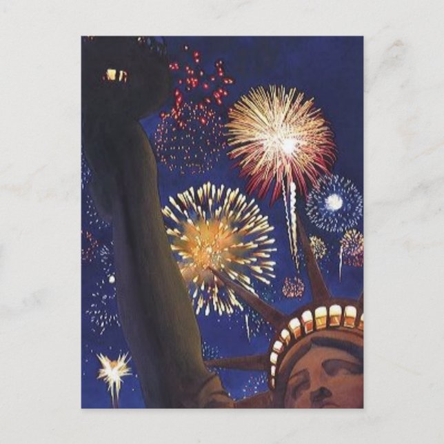 "Liberty 2K" Frihetsgudinnan Vattenfärg Vykort (Framsida)