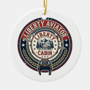 Liberty Aviator Patriotisk Patriotisk Aviation Vin Julgransprydnad Keramik