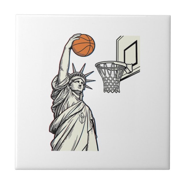 Liberty Basketboll Dunk Vintage Gravyr Design_1 Kakelplatta (Framsidan)