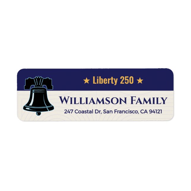 Liberty Bell 250 Patriotic Family Address Design Returadress Etikett (Framsidan)