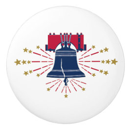 Liberty Bell Blue Illustration Ceramic pull Knopp