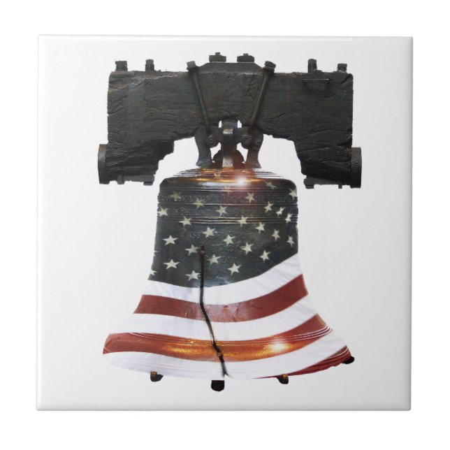 Liberty Bell med amerikansk Flagga Kakelplatta (Framsidan)