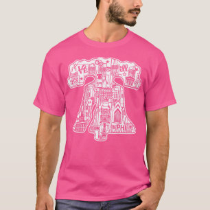 Liberty Bell Philly City Skyline Philadelphia Art T Shirt