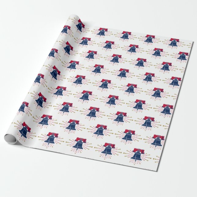 Liberty Bell Red White och Blue Mönster Presentpapper (Utrullad)