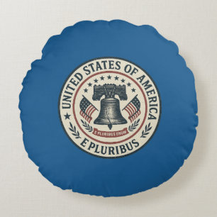 Liberty Bell Seal - Vintage "E Pluribus Unum" Rund Kudde