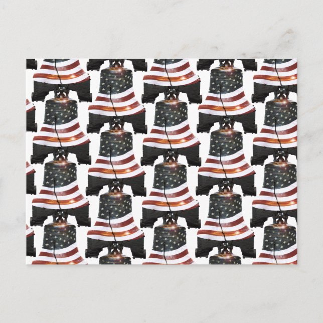 Liberty Bell w/American Flagga - Mönster Vykort (Framsida)