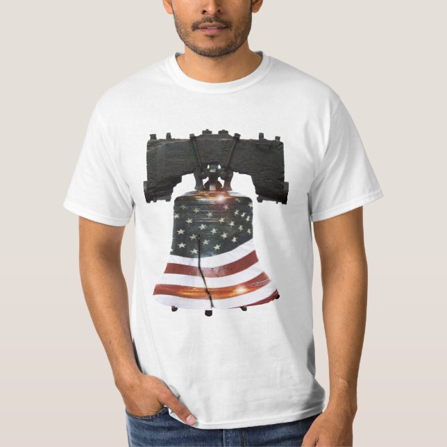 Liberty Bell w/American Flagga T Shirt (Framsida)