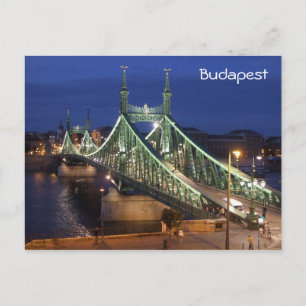 Liberty Bridge efter natt - Budapest Vykort