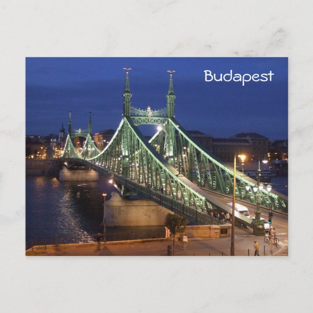 Liberty Bridge efter natt - Budapest Vykort (Framsida)