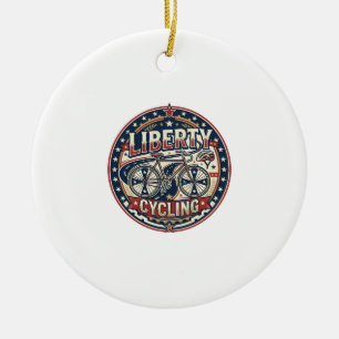 Liberty Cykling Patriotisk Patriotisk Cykling Vint Julgransprydnad Keramik