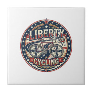 Liberty Cykling Patriotisk Patriotisk Cykling Vint Kakelplatta