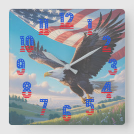 Liberty Eagle & Flag Fyrväggsklocka (1776–2026) Fyrkantig Klocka