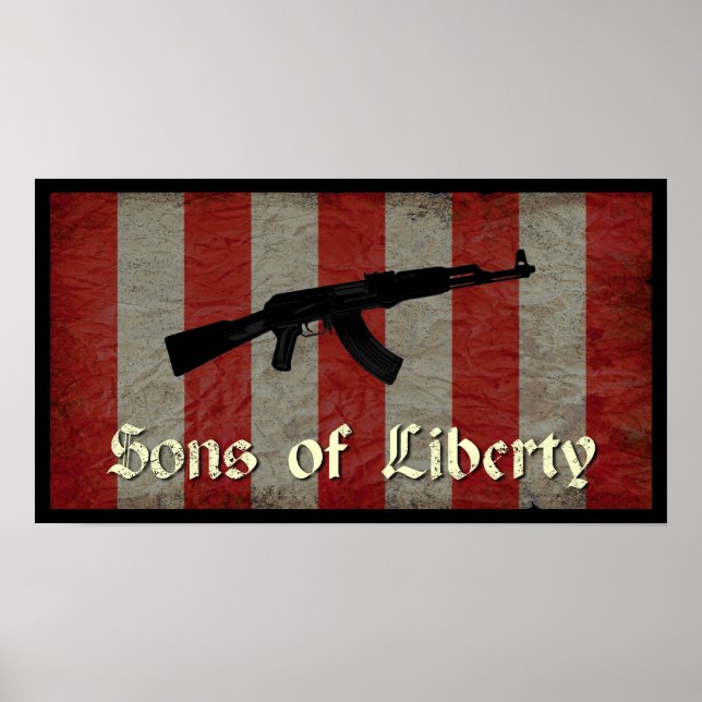 Liberty Flagga sons med AK 47 Poster (Framsidan)