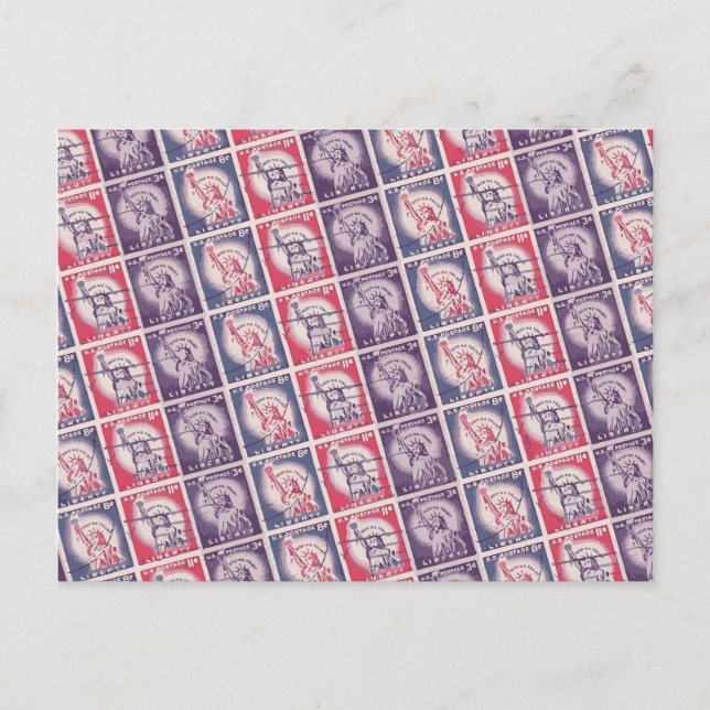 Liberty Frimärke Collage Vykort (Framsida)