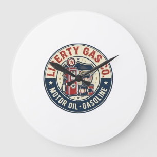 Liberty Gas Co Patriotisk Patriotisk Bensinmack Mo Stor Klocka