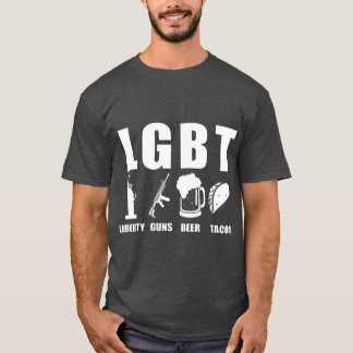 Liberty Guns Beer Tacos LGBT Funny Parody Gift T Shirt