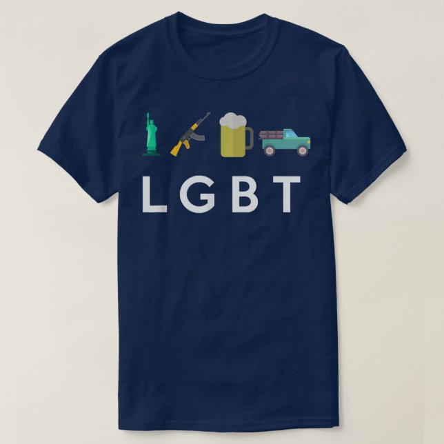 Liberty Guns Beer    TrucksFunny LGBT  T Shirt (Design framsida)