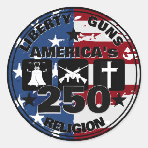 Liberty Guns Religion 250 Rund Klistermärke