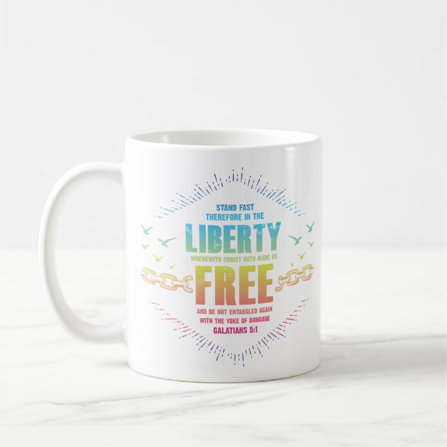 Liberty in Jesus Galatians 5 Mugg (Vänster)