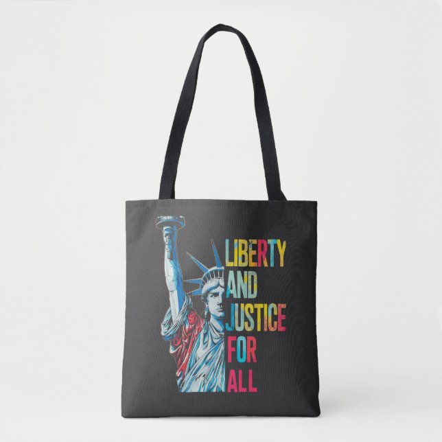 "Liberty & Justice for All" Patriotic Artwork Tygkasse (Framsida)