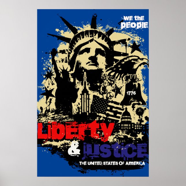 Liberty & Justice. Frihetsgudinnan. USA-Poster Poster (Framsidan)