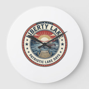 Liberty Lake Patriotiska Patriotiska Lake Life Vin Stor Klocka